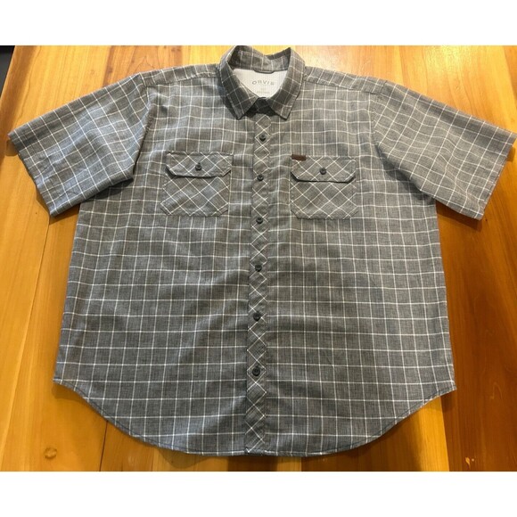 Orvis Men’s Short Sleeve Shirt. Button Down. Grey Plaid. XXL - Picture 2 of 8